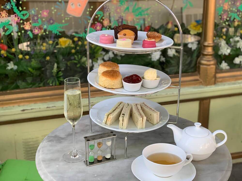 Afternoon Tea Set In front of Camellia's Tea House